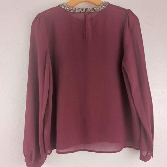 Active USA long sleeve sequin hem neck blouse size S - Picture 5 of 7